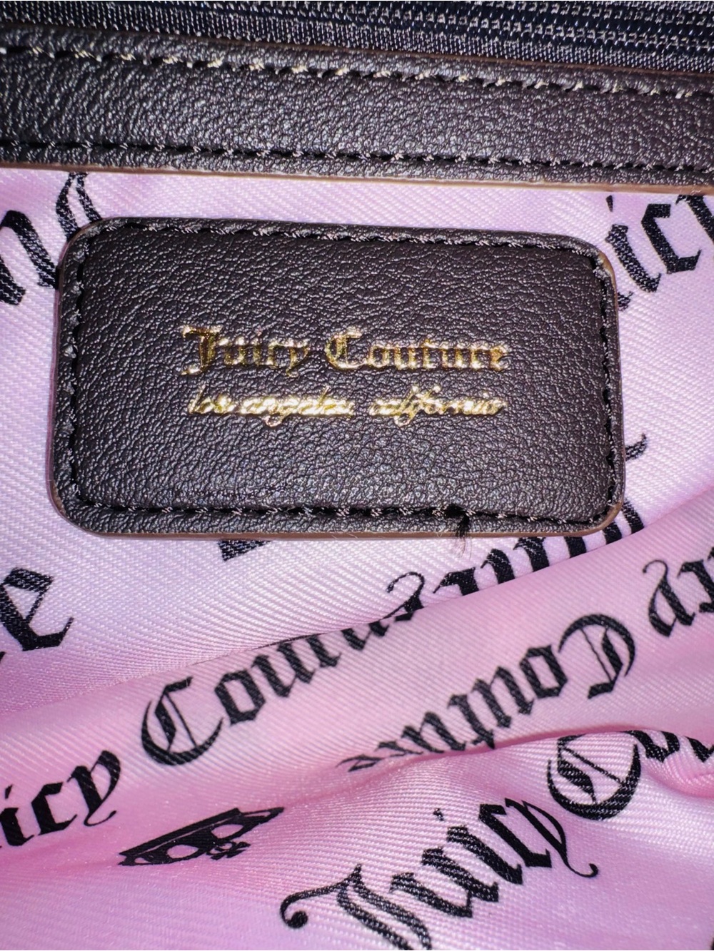 NWT Juicy Couture Black Logo Shoulder Bag with Pink Bow Charm - Picture 9 of 13
